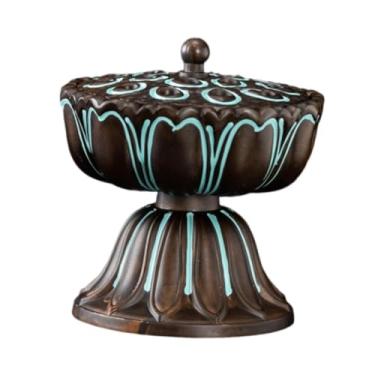 Imagem de Fenteer Queimador de incenso de lótus, suporte para cone de incenso, decoração de presente, ornamento simples, queimador de incensário para prateleira de, Azul Bronze