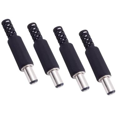 Imagem de Fancasee Pacote com 4 peças de substituição 5,5 mm x 2,5 mm DC plugue macho tipo solda adaptador conector conector para reparo de cabo de alimentação