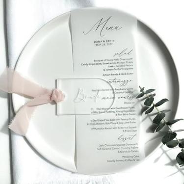 Imagem de Pacote com 6 cartões de acrílico transparente com fita de chiffon – cartões de acompanhantes em branco para casamento, placas de nome de festa, placas reservadas, marcadores de livro DIY – Variantes