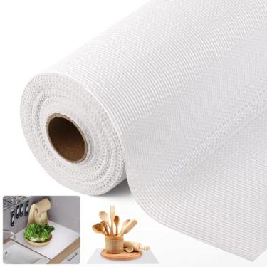 Imagem de Forro de prateleira e gaveta para armário de cozinha, forro de prateleira antiderrapante antiderrapante impermeável lavável espesso (branco, 30,5 cm x 30 pés)