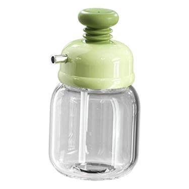 Imagem de Fenteer Dispensador de óleo para líquidos, frasco de silicone transparente, botão de pressão para frasco de óleo, vinagre, molho de soja, garrafa para, Verde