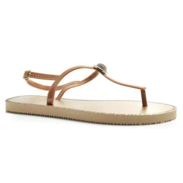 Imagem de Sandália Rasteira Feminina Cazzualen SD-2400, Ouro rosê, 35/36