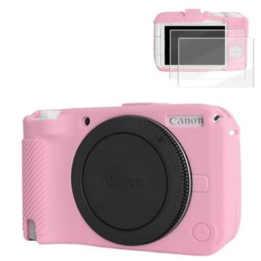Imagem de VOVMOEYA Capa de silicone para câmera digital Canon EOS R50 v com 2 peças de protetor de tela temperado de 0,25 mm e capa protetora Canon eos r50v