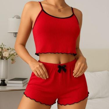Imagem de Kit Baby Doll Pijama Feminino Short Sexy de Dormir com Renda Sensual p
