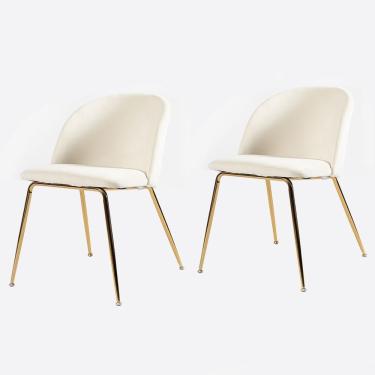 Imagem de Kit 2 Cadeiras Marselha Elisa Anm8100f Anima Office Em Veludo Off White Base Em Aço Dourado