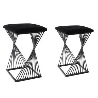 Imagem de KIT 2 Banqueta Oceam Industrial de Luxo - Automac Decor, Preto