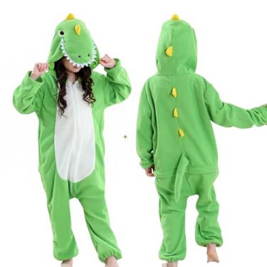 Imagem de ZephyrPourset Pijama infantil macacão de animal fantasia cosplay de Halloween, roupa de dormir de uma peça, Dinossauro - 1, 8-10 Years