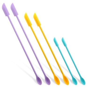 Imagem de Classicseali 6 mini espátulas para cosméticos, conjunto de espátulas de beleza de silicone para garrafa de cosméticos e pote de cozinha, mini espátulas de maquiagem multicoloridas para beleza e