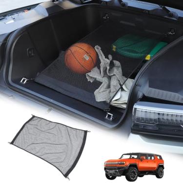 Imagem de Rede de carga frontal para porta-malas 022-2026 Hummer EV Pickup/SUV estilo envelope organizador de rede de porta-malas e armazenamento elástico ajustável nylon elástico rede de carga frontal com