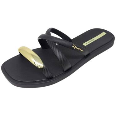 Imagem de Chinelo Feminino Slide Rasteira Pedraria Metal Chic Ipanema