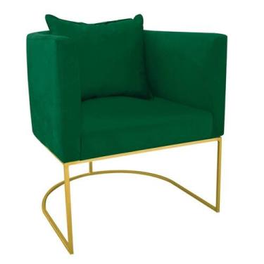 Imagem de Poltrona Paola Suede Verde Base Metálica Dourado D03 - D'Rossi - DRoss