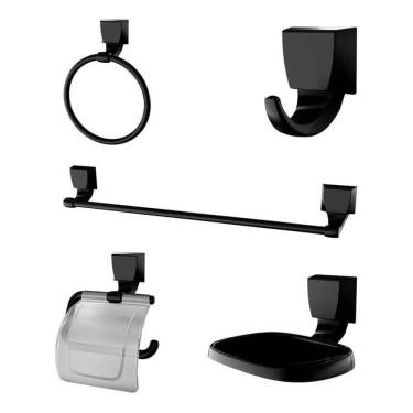 Imagem de Kit Banheiro Preto Quadrado Com 5 Peças 2000 F24 - 140064 - Lorenzetti