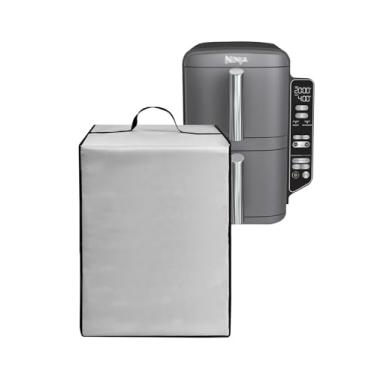 Imagem de Capa para fritadeira a ar, capa de forno assado, capa de nylon impermeável resistente ao calor compatível com Ninja Air Fryer DoubleStack XL 2-Basket SL401/SL201 forno seguro, 10 litros (prata)