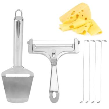 Imagem de Conjunto de Fatiador e Plaina Queijo, Cortador Portátil Ajustável com 4 Fios Extras para Cheddar Gruyere e Mussarela Ferramenta de Corte Laticínios para Cozinha