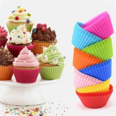 Imagem de Kit 12 Formas Silicone Mini Cupcake Bolo Muffin Assadeira - DropJT
