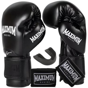 Imagem de Kit luva muay thai boxe profissional pro series preto + bandagem 3m + 