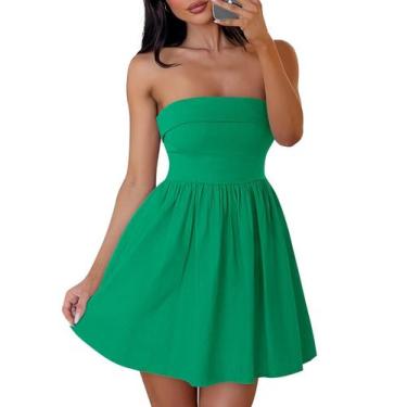 Imagem de Vestido ZESICA Summer Strapless Mini 2025 Off Shoulder Green
