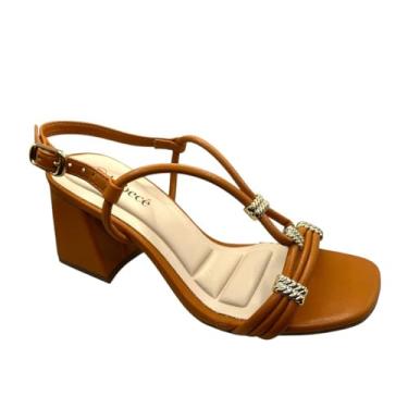 Imagem de Sandália Feminina Salto Bloco Tiras Nó Conforto Bebecê T6030-124 (Caramelo, BR, Adulto, Numérico, 35)
