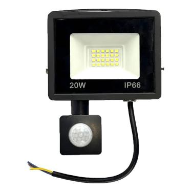 Imagem de Holofote Refletor Led 20W - IP66 - 220V - Branco Frio - com Sensor de Presença