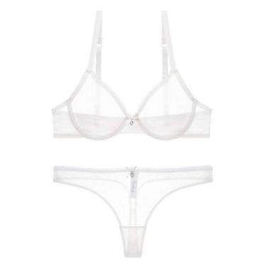 Imagem de Conjunto de sutiã e calcinha Varsbaby See Through Sheer Mesh 36C