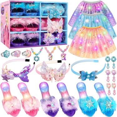 Imagem de Princess Dress Up LJZJ para meninas de 3 a 8 anos com 3 peças Light Up