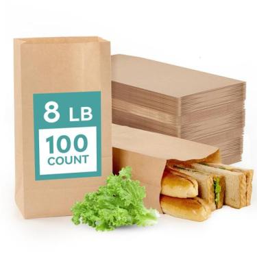 Imagem de Lancheiras de papel MUCHII 3,6 kg, 100 unidades, marrom para almoços