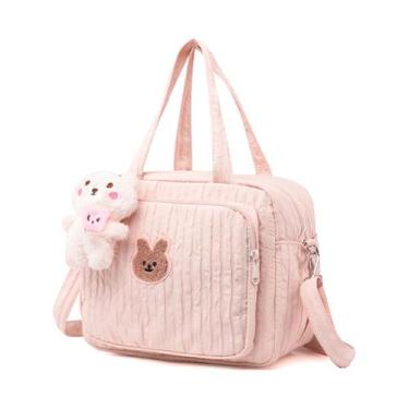 Imagem de Bolsa de fraldas Lushandy Nylon Crossbody 24x20x14cm rosa