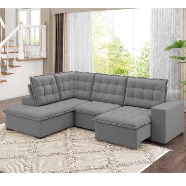 Imagem de Sofá de Canto Retrátil e Reclinável 5 Lugares 310cm Belluno - Arte Cúb