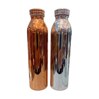 Imagem de Garrafa Térmica Aço Inoxidável Parede Dupla Modelo Espelhada 600ML Conserva Quente e Frio