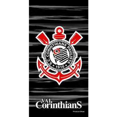 Imagem de Toalha Praia Buettner Veludo Brasão Corinthians 70cm x 140m Preto