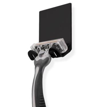 Imagem de Suporte Porta Barbeador Gilete Lâmina Autocolante Preto Organizador Mu