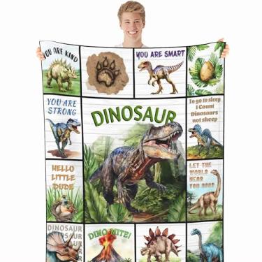 Imagem de Cobertor de dinossauro para meninos, cobertor de flanela macio de dinossauro fofo para meninos, cobertor de veludo macio e quente para cama leve, decoração de casa, cobertor de lã, cobertor de sofá