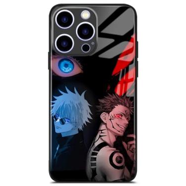 Imagem de Akatxezy Capa de telefone anime manga design elegante padrão para iPhone 17, originalidade vidro brilhante com capa protetora de TPU de silicone macio