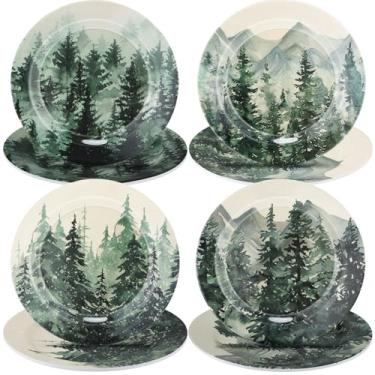 Imagem de Gandeer 8 peças de pratos de salada de melamina de Natal, pratos de sobremesa de melamina de inverno, designs variados, pratos de Natal, conjunto de louça para festa de aniversário, aperitivo de