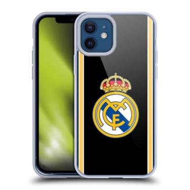 Imagem de Head Case Designs Capa de gel retrô preta oficialmente licenciada pelo Real Madrid CF Bring Back 99/00 [proteção de grau militar] compatível com Apple iPhone 12 / iPhone 12 Pro