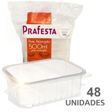 Imagem de Kit 48 Pote Descartável 500ml Grandes Freezer Microondas