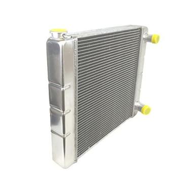 Imagem de JSD Radiador de corrida de alumínio de 2 fileiras para Chevy GM Radiador de corrida de alumínio Dupla Passagem Geral 56 cm x 48 cm x 7,6 cm
