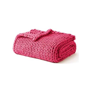 Imagem de YnM Cobertor com peso refrescante, 100% algodão, feito à mão, cobertor pesado e resistente, lavável na máquina para dormir ou decoração de casa (rosa rosa, 90 x 101 cm, 2,3 kg)