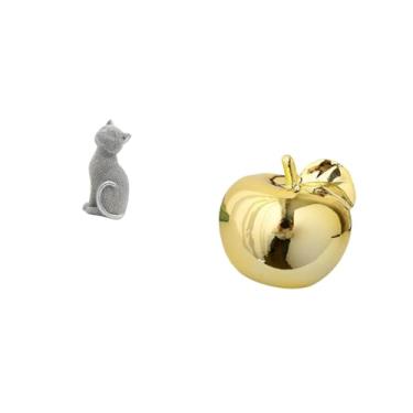 Imagem de Fenteer Estatueta de Gato, Escultura de Resina, Ornamento Colecionável para Entrada, Estante, Sala de Estar, Quarto, Decoração de Frutas, Cerâmica, Artesanato