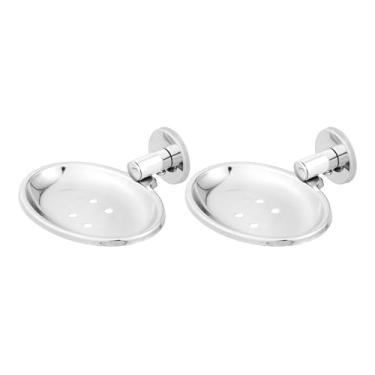Imagem de Kit 2 Saboneteiras de Parede em Aço Inox Cromado com Fixação por Parafusos