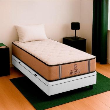 Imagem de Cama Box Baú E Colchão Madrid Molas V-store 78x188x28 Branco
