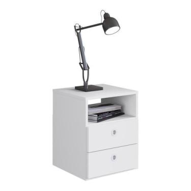 Imagem de Mesa De Cabeceira Com 2 Gavetas Multimóveis Branca Branco - MULTIMOVEI