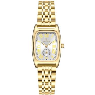 Imagem de Relógio Feminino Vintage Pulseira Em Aço Mostrador Elegante Casual à Prova D´agua Dourado