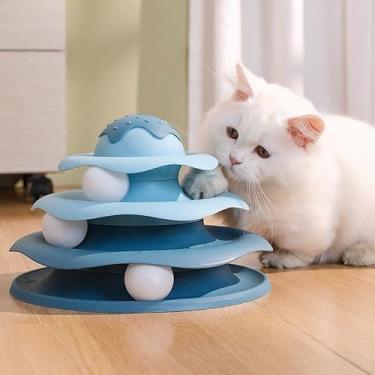 Imagem de Torre de Bolinhas Interativa para Gatos - Brinquedo Interativo 4 Andares com 3 Bolinhas(Azul,2uns(Com 1brinde))