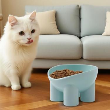 Imagem de Tigela inclinada elevada para gatos – Prato de alimentação ergonômico elevado para cães e gatos pequenos – Tigela antiderrapante para alimentos e água cor macaron