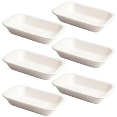 Imagem de Kit 6 Travessa Refratária Cerâmica Retangular Assadeira para Servir Multiuso Forno, Micro-ondas, Restaurantes Self Service (Branco, 1150 ml)