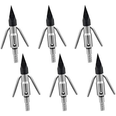 Imagem de 6 pontas de flecha de pesca com arco Broadhead 225 grãos para arco composto, besta e arco recurvo