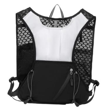 Imagem de menolana Colete de corrida, colete de hidratação, à prova d'água, equipamento para maratona, multifuncional, durável, respirável, ajustável com tiras, Branco Preto