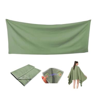 Imagem de Toalha de praia magnética atualizada, tamanho grande, microfibra de secagem rápida, com cantos magnéticos, portátil com bolsa de armazenamento, para natação, academia, acampamento (verde)
