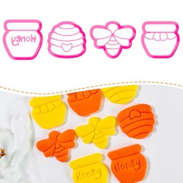 Imagem de Conjunto de cortadores de argila de abelha mel – 4 peças de moldes de argila de polímero para brincos, pote de mel e ferramentas de argila de colmeia para fabricação de joias